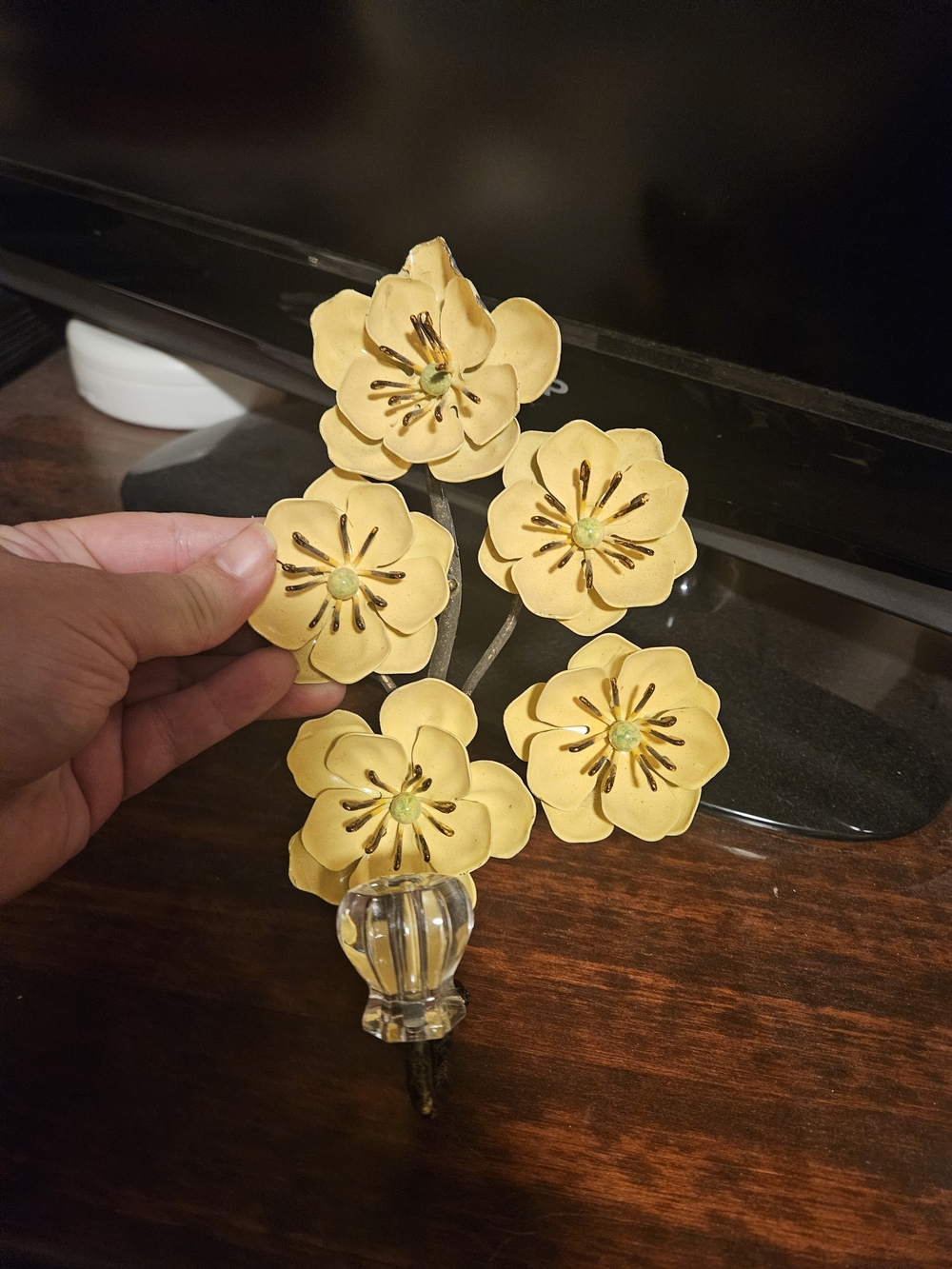 Yellow Floral Wall Hook Decorative Accent